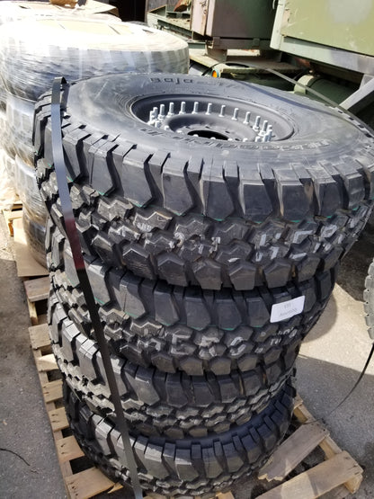 SET OF 4 NEW HMMWV Humvee Hummer H1 M998 24 Bolt Tire and Wheel Assembly  37x12.50R16.5LT