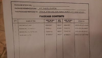 CLUTCH KIT, 2.5 TON M35A2 MULTI FUEL NEW 01-178-7175 M35 M series G744