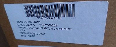 HMMWV M998  Humvee 3 POINT SEAT PARTS KIT  57K0202