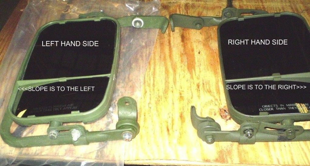NEW HMMWV GREEN MIRROR ASSY SET, PAIR Humvee  H1 HUMMER, M998 (12342129,12342130)