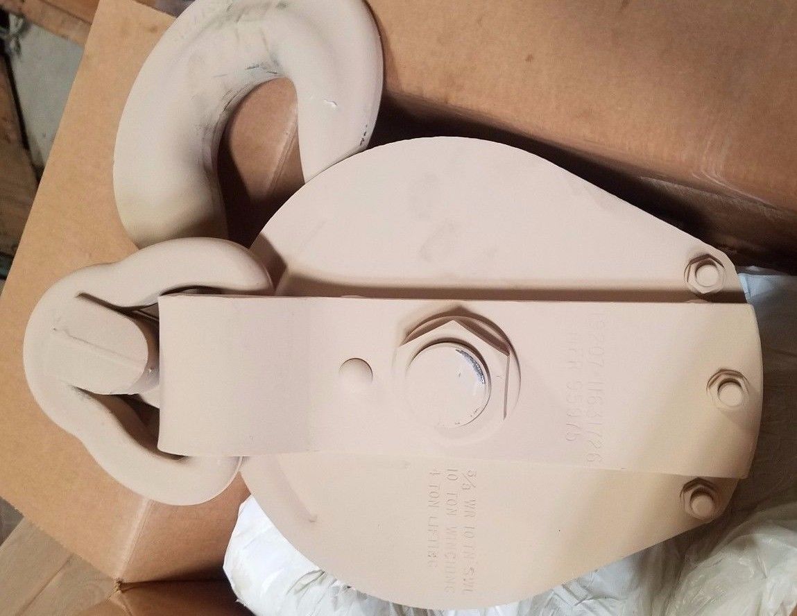 8 Inch Block and Tackle w/ Hook 10 Ton 20,000 Pounds, Military Truck Heavy Duty