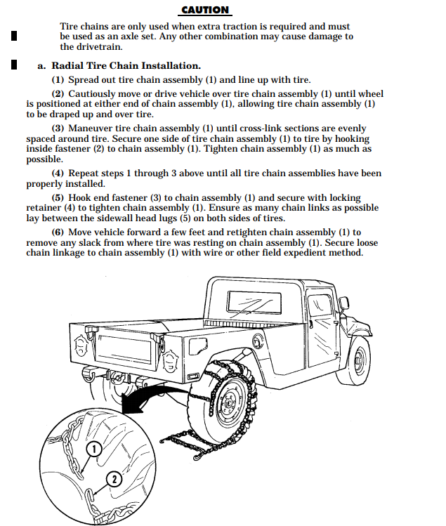 HMMWV M998 Humvee Tire Chain Set 37x12.5x16.5 NS 2540-01-214-1264