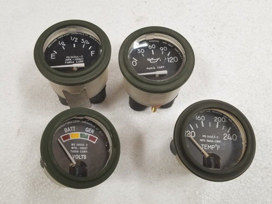 M998 HUMVEE HMMWV GAUGE KIT TEMPERATURE VOLTMETER FUEL LEVEL  OIL PRESSURE