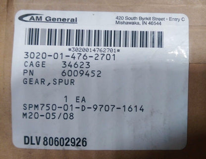 HUMMER H1 M998 HMMWV GEAR SPUR AM GENERAL  6009452, 3020-01-476-2701