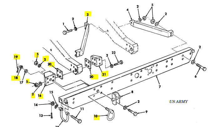 HMMWV M998 H1 M1125 Airlift Bumper Bracket KIT Shackle, M1123 M1114, Humvee