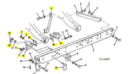 HMMWV M998 H1 M1125 Airlift Bumper Bracket KIT Shackle, M1123 M1114, Humvee