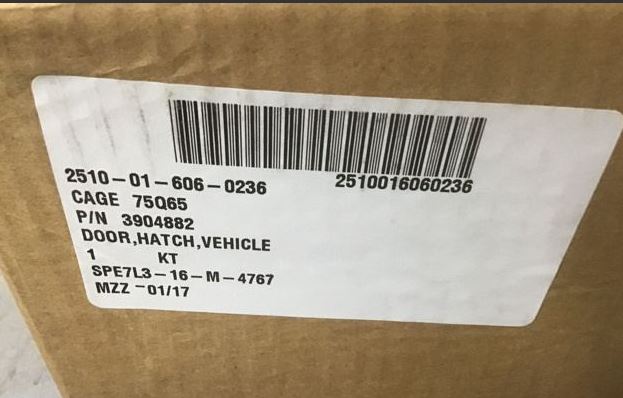 MTVR 7 TON VEHICULAR DOOR HATCH KIT 2510016060236 3904882	2510-01-606-0236