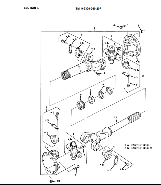 G744 5 Ton M54 Prop Shaft 8C 2520-00-904-8106 8712094-2 M809