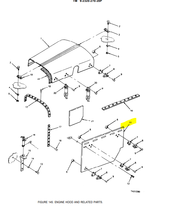 OSHKOSH PANEL ASSEMBLY HOOD 2510-01-054-3793 C-HET