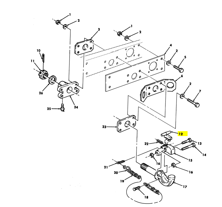 HMMWV M998 M35a2 5 Ton 2.5 Ton Pintle Latch Hook for Pintle Assembly 8380196 / 2540-01-023-5116