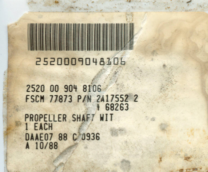 G744 5 Ton M54 Prop Shaft 8C 2520-00-904-8106 8712094-2 M809