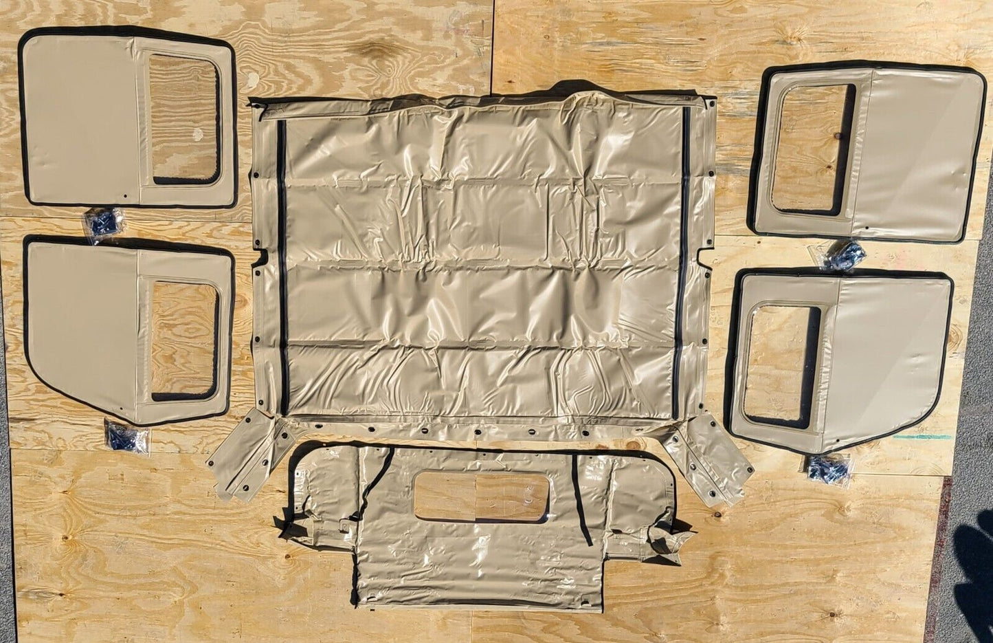 NEW HMMWV 4 Man Soft Top KIT TAN Humvee M998 4 Doors, C-Pillar, Bows, Rails, Roof M1123