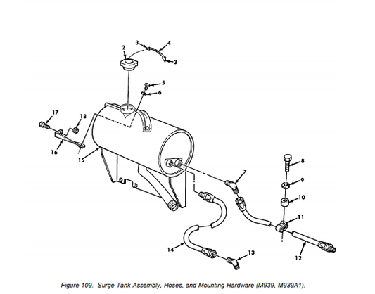 M939A1 5 Ton Truck Surge Tank Overflow 2930-01-083-1122 12256019